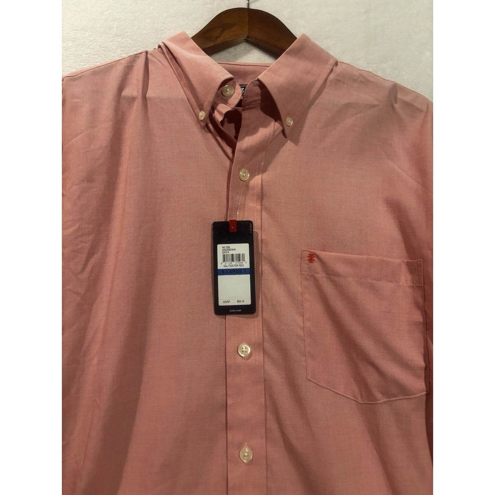 NEW IZOD Men's Big & Tall‎ XLT Long Sleeve Button Down Saltwater Red Work Preppy